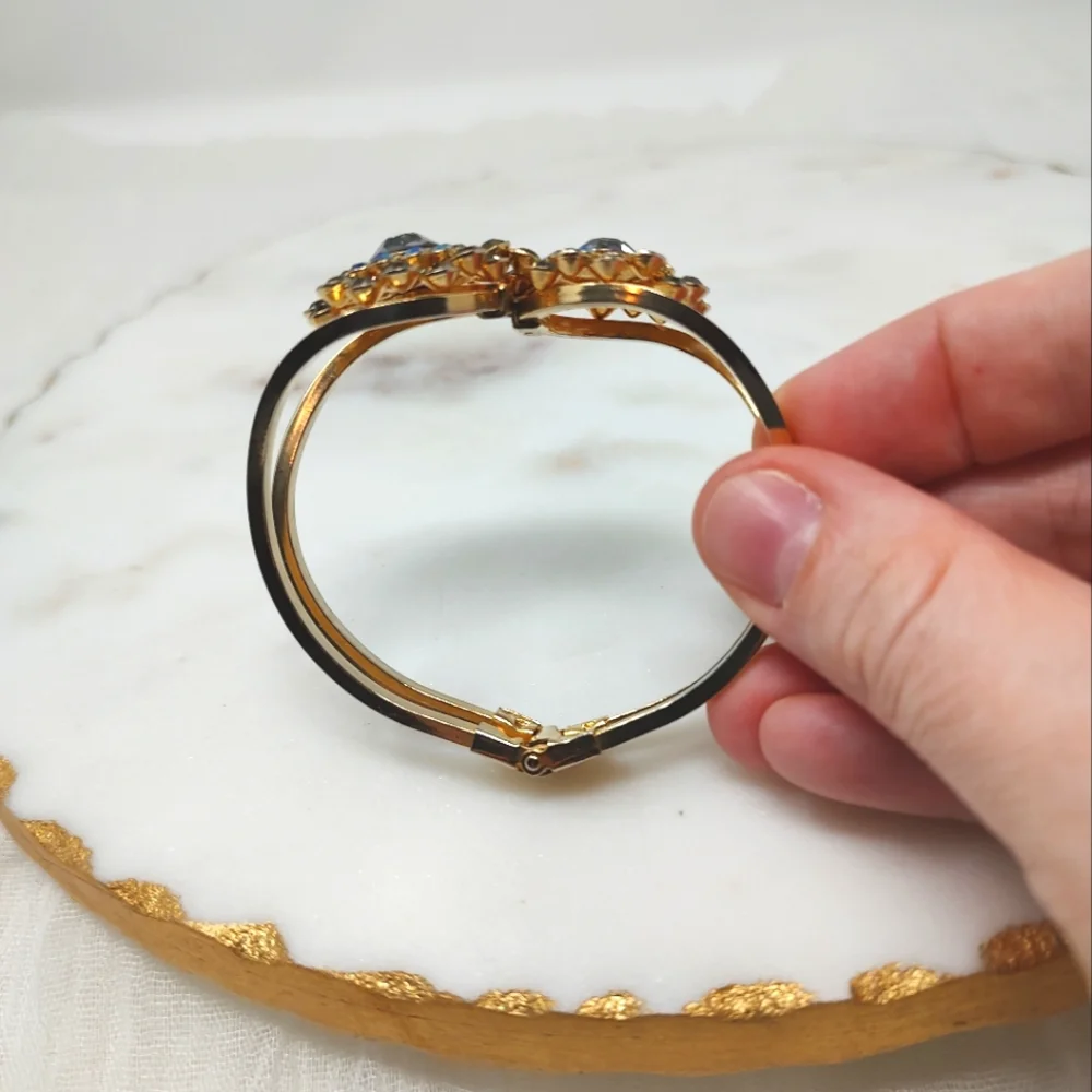 Elegant Gold and Aurora Borealis Magnetic Clasp Bracelet